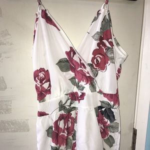 White Romper With Rose Design